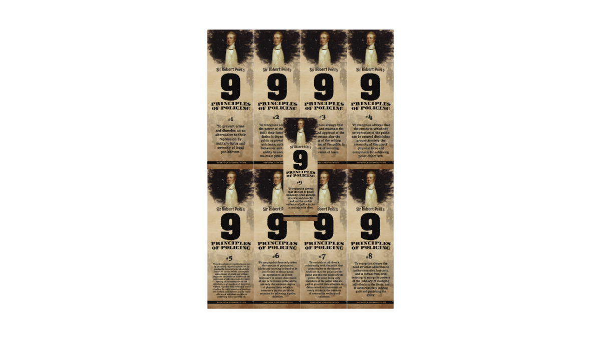 Sir Robert Peel’s 9 Principles of Policing – Complete Set 9 Bookmarks 2″ x 6″